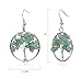 Tree of Life Real Jade Earrings for Women Dangling - Genuine - Drop and Dangle - Green Stone - Mixed Color -Blue – Silver Hoop with Natural Gemstone - Family Tree -Handmade Jewelry – Birthstone - Unique Gifts for Women – Birthday - Teacher Gift - Graduation - Back to School