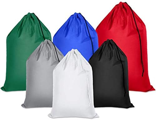 Shappy 6 Pieces Heavy Duty Large Laundry Bags 3 Sizes Nylon Travel Camp Laundry Bag with Locking Drawstring Machine Washable Dirty Clothes Organizer Easy Fit a Laundry Hamper or Basket(Mixed Color)