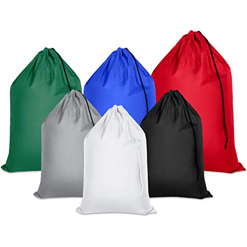 Shappy 6 Pieces Heavy Duty Large Laundry Bags 3 Sizes Nylon Travel Camp Laundry Bag With Locking Drawstring Machine Washable Dirty Clothes Organizer Easy Fit A Laundry Hamper Or Basket(Mixed Color) #TOP9