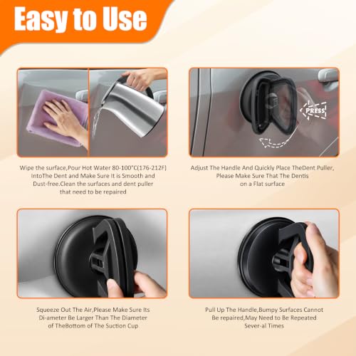 Image of Dent Puller,Powerful Car Dent Puller,Powerful Suction Dent Removal Kit for Cars,with Mini and Big,Dent Remover Tool for Car Dent Repair (1 Black + 4 Orange)