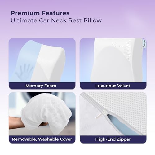 Image of Billebon Premium Car Seat Cushions Combo| Lumbar Support| Neck Rest & Car Wedge Seat Cushion for Long Drive Comfort| Gel Infused Memory Foam| Ergonomic Car Cushions Pillows -Black