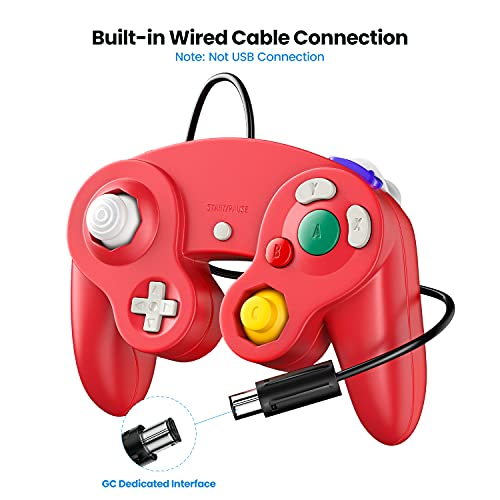 Cipon Gamecube Controller, Wired Controller Gamepad Compatible With Nintendo Wii/Gamecube - Enhanced (Blue & Red) #TOP1