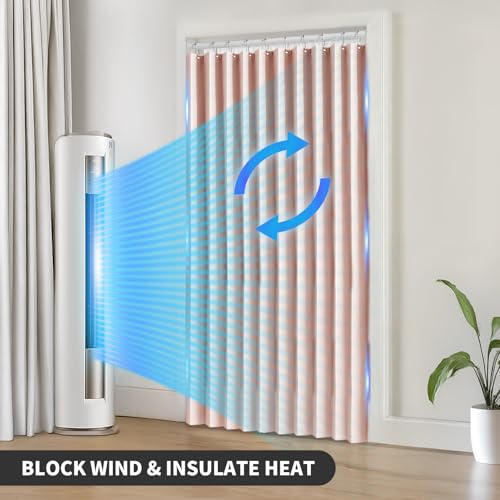 RINHARTEX Blackout Accordion Style Magnetic Door Curtain for Closet Pleated Folding Doorway Curtain Accordion Door Interior Room Divider Bedroom Bathroom Living Room(42x78inch,Pink) - Image 4