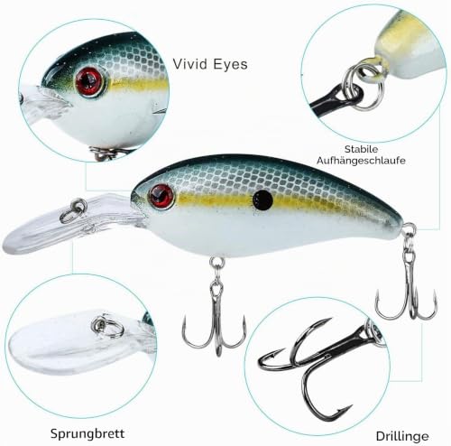 Foto von Sougayilang Angelköder Shallow Deep Diving Swimbait Crankbait Angeln Wobble Multi Jointed Hard Baits für Bass Forellen Süßwasser und Salzwasser 8St