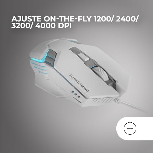 MM024, Mouse Gaming RGB, Sensore Ottico 4000 DPI, Switch Meccanici Huano, RGB Flow, Regolazione On-the-fly 1200/2400 / 3200/4000 DPI, Compatibilità Multipiattaforma, Bianco - Mouse gaming - Immagine 3