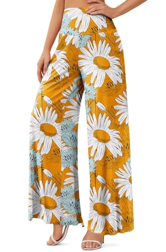 JZC Women's Palazzo Lounge Pants Stretchy Wide Leg Casual Pants Comfy High Waist Flowy Pants S-3XL
