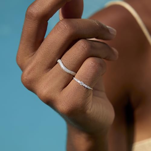 STORYJEWELLERY 925 Sterling Silver Stackable Rings for Women, Cubic Zirconia Eternity Wedding Bands for Women, Promise Rings for Her, Pinky Ring, Engagement Ring, Unique Gifts for Her2