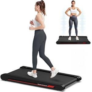 Lysole Walking Schwingungen Pad mit APP, Laufband für Zuhause 6 km/h, Walking Pad Bürogebrauch und Fernbedienung für Zuhause und Büro(Schwarz Rot)