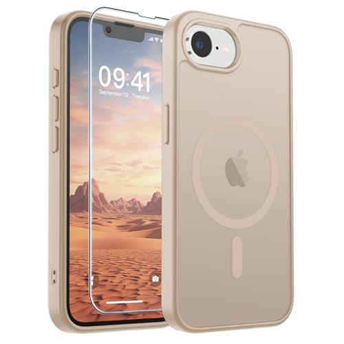 Image of SUPFINE Magnetic for iPhone 17e Case /iPhone 16e Case (Compatible with MagSafe)(Military Grade Drop Protection) Slim Translucent Matte Shockproof with Anti-Fingerprint Phone Case 2025,Desert Gold