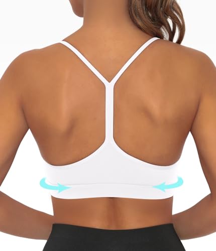 Comper Y BackSports Bra for Women Low Impact Racerback Workout Bras Sexy Thin Straps Yoga Sport Bras with Removable Pads