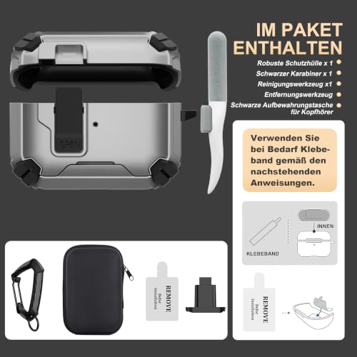 Maxjoy Etui na słuchawki AirPods Pro 3 z zamknięciem magnetycznym, srebrne