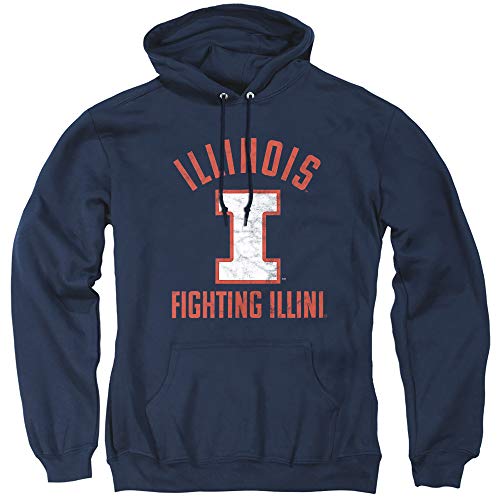 University of Illinois Official UIUC Logo Unisex Adult Pull-Over Hoodie,Navy, X-Large