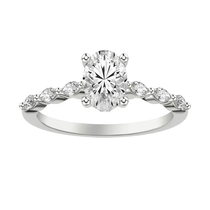 1-5 carat Oval & Marquise Cut VVS1-2 E-F colour Moissanite Diamond Betty Marquise Pavé Engagement Ring For Women