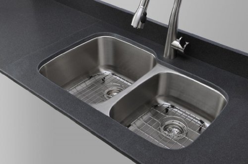 Wells Sinkware 18 Gauge,Undermount Craftsmen Series Double Bowl Kitchen Sinks Stainless Steel Package,32X21X9/7 32" 60/40, Brushed Matte Finish-Cmu3221-97-1 #TOP4