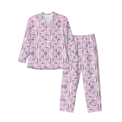 Pyjama rose homme gymnastique vêtement de nuit boutonné salon