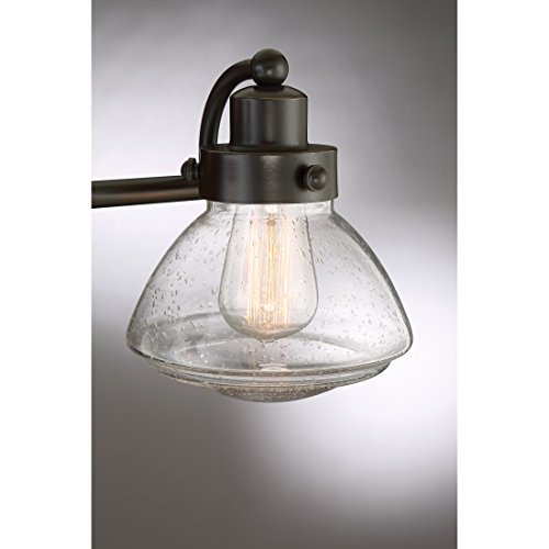 Image of Quoizel SCH8603PN Scholar Glass Schoolhouse Vanity Wall Lighting, 3-Light, 300 Watts, Palladian Bronze (8 inchH x 25 inchW)