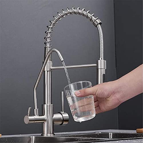 Robinet filtre à eau à trois voies en nickel brossé pour cuisine européenne