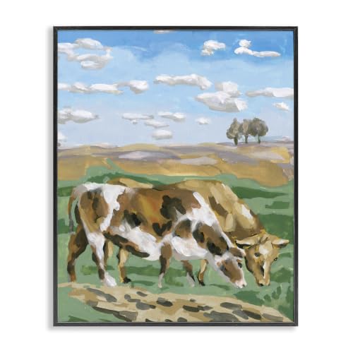 Cattle Pair Farmland Landscape, 16 x 20 Inch Framed Giclée Print