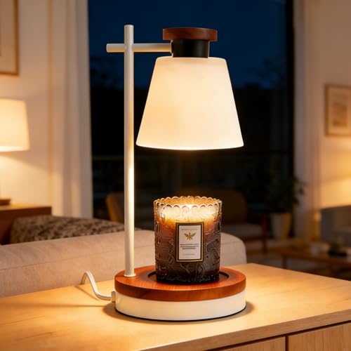 Candle Warmer Lamp with Timer, 3-Level Dimmable Candle Warmer,Electric Candle Lamp with 2 Bulbs, 1-4H Timer Candle Lamp Warmer, Vintage Candle Light for Jar Candles Home Decor Birthday Gifts for Women