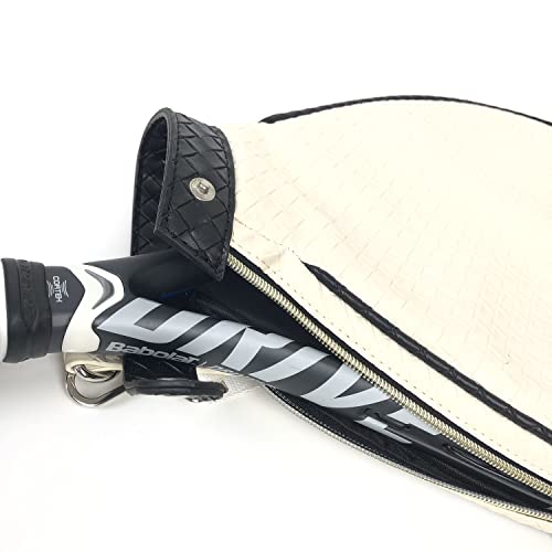 Eineng Tennis Sling Bag, Lightweight Tennis Crossbody Backpack With Exterior Zip Pocket, Checkered Pattern Tennis Racket For Racquet With A Head, Shoulder Bag For Men（Ivory） #TOP5