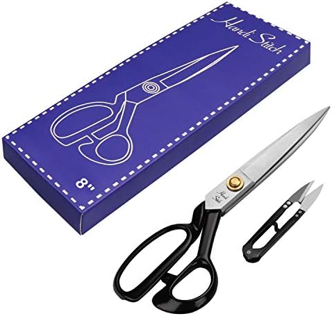 Handi Stitch Tailor Dressmaking Scissors and Yarn Thread Snippers - Heavy Duty 20.32cm/8 Inch Stainless Steel Sharp Shears - for Cutting Fabric, Clothes, Leather, Denim, Altering, Sewing & Tailoring