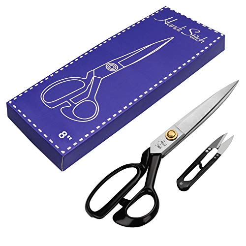 Handi Stitch Fabric Tailor Scissors And Thread Snipper – 8 Inch Razor Sharp Stainless Steel For Sewing, Dressmaking & Knitting Needs – Durable Black Shears For Cutting Denim, Leather & More #TOP6