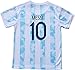 Necm 2021 Argentina #10 Leo Messi Copa-American Home Kids Football Soccer Jersey/Shorts/Socks Kit Youth Sizes (Messi White, 24 (6-7 Years))