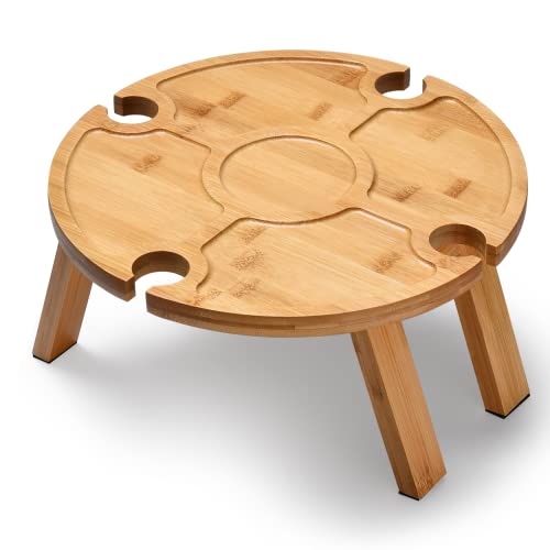 Prosumer's Choice Small Camping Foldable Table For Outdoor - Mini Picnic Table For Beach, Barbecue, Road Trip - Portable Camping Accessories, Wine Rack Collapsible Table #TOP21