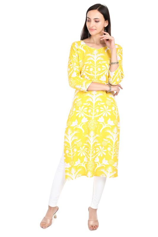 Image of Women's Rayon Kurta - Ethnic Wear Straight Kurti for Daily, Office & Festive Use