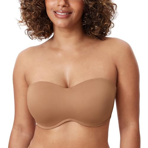 Image of DELIMIRA Women's Strapless Bra Minimizer Seamless Underwire Unlined Bandeau for Big Bust