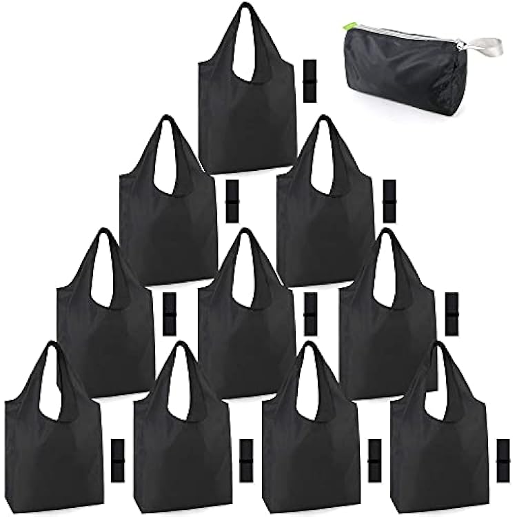 BeeGreen Xlarge Reusable Bags Shopping Washable Foldable 10 Pack and Insulated Cooler Bag 1 Pack with Handles Compact Cute Solid Color Cloth Grocery Totes