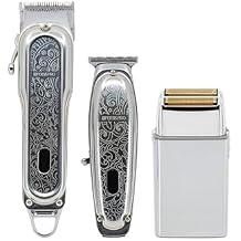 PRO Cordless Hair Clipper + Hair Trimmer for Mens and Barbers +Shaver with Sharp Blades, Cord/Cordless Electric Razor for Mens Silver