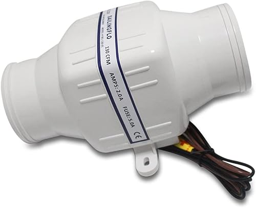 Miniatura 6 de Ventilador de achique centrífugo de 12V 130CFM en línea de 3" en línea (3")