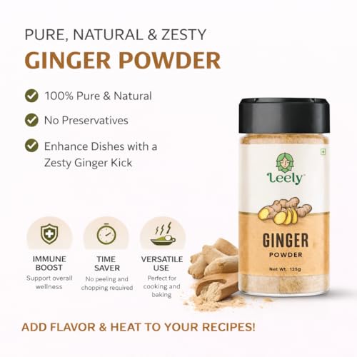 Image of Leely Ginger Powder 125g | Pure & Natural Dry Ginger Powder | No Preservatives, No Added Color | Aromatic Spice for Cooking, Baking, Tea & Ayurvedic Use