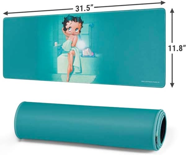 Skinit Large Gaming Mouse Pad - Officially Licensed Betty Boop Bathing Design with Stitched Edges, Waterproof, Non-Slip Rubber Base, Desk Mat for Keyboard & Mouse, 31.5" x 11.8" inches