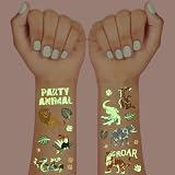 xo, Fetti Jungle Animal Glow in Dark Temporary Tattoos for Kids - 48 Pcs | Elephant Party Decorations, Wild Animal Birthday Party Supplies, Giraffe Favors, Safari Baby Shower, Tiger