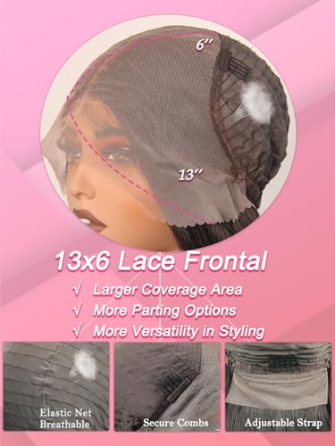 Barbique Synthetic Wig 13x6 Hd Lace Front 26 Inch Long Wavy Heat Resistant Fiber Deep Parting with Baby Hair Natural Hairline (1B) — view 5