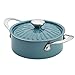 Rachael Ray Cucina Hard Porcelain Enamel Nonstick Covered Round Casserole, 2.5-Quart, Agave Blue