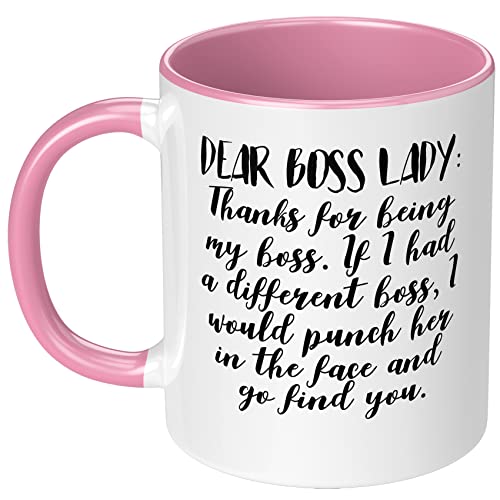 Funny Boss Lady Theme Ceramic Coffee Mug Thanks for Being My Boss Gift Idea
