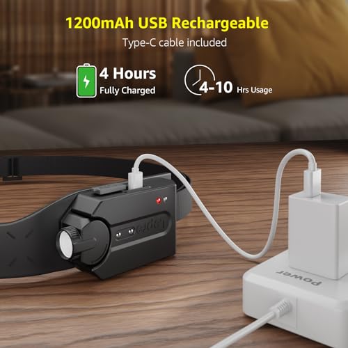 Lepro Led Head Torch Rechargeable, Super Bright Headlamp Flashlight 230°Wide Beam with Adjustable Spotlight, Motion Sensor, Waterproof Lightweight Headlight for Camping, Running, Cycling - Image 4