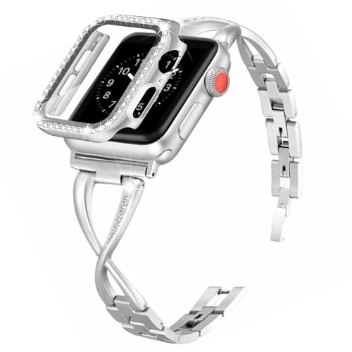 Cadeau idéal femme : Bracelet iWatch 42 mm argenté avec coque rigide
