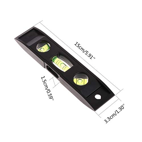 LSHBAO-HUNT, 1Pc 15cm Spirit Level 3 Bubble Level Torpedo Magnetic Gradienter Level Measuring Tool (Color : Black)