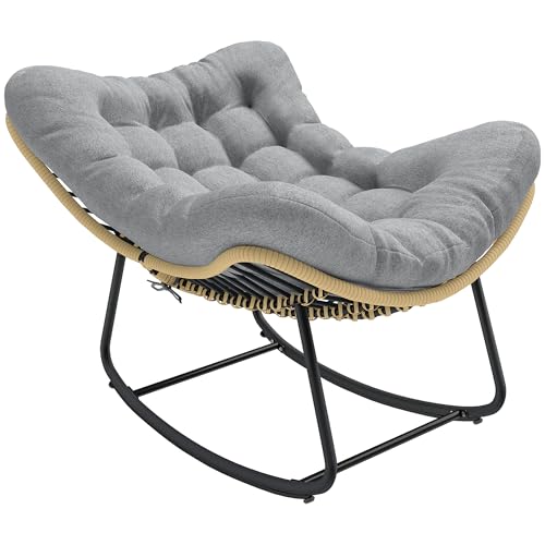 Outsunny Fauteuil à Bascule de Jardin pour Intérieur et Extérieur, Rocking Chair en...