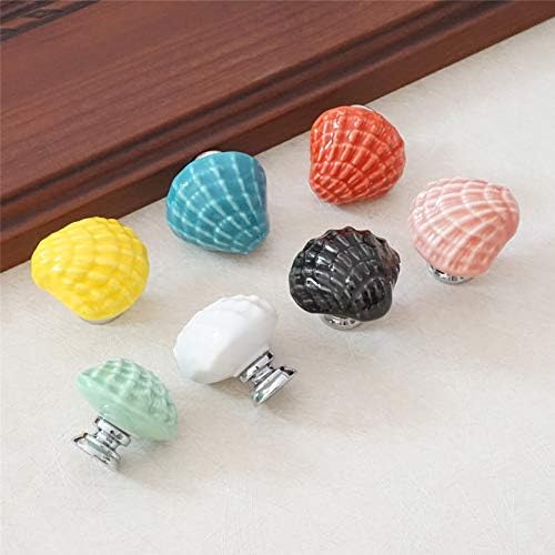 Cute Shell Knobs Ceramic Drawer Knob Pulls Blue Green White Kids Colorful Dresser Handle Pull Kitchen Cabinet Door Knob Child - (Color: Blue)
