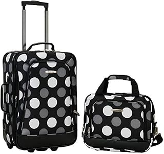 Rockland Fashion Softside Upright Luggage Set, New Black Dot