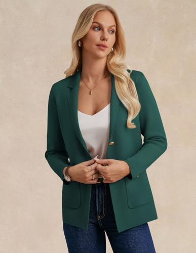 GRACE KARIN Womens Business Casual Blazers for Work Professional,Winter Clothing for Women Lapel Open Front Fall Jacket Green S — view 2