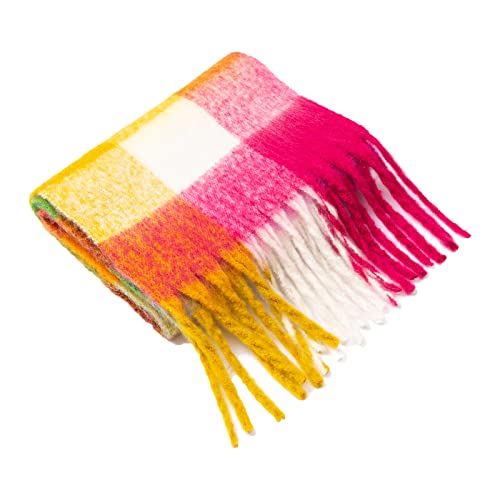 Large Chunky Plaid Scarf Coloured Checked Oversized Scarf Tassel Soft Fall Winter Thick Warm Shawl Women2
