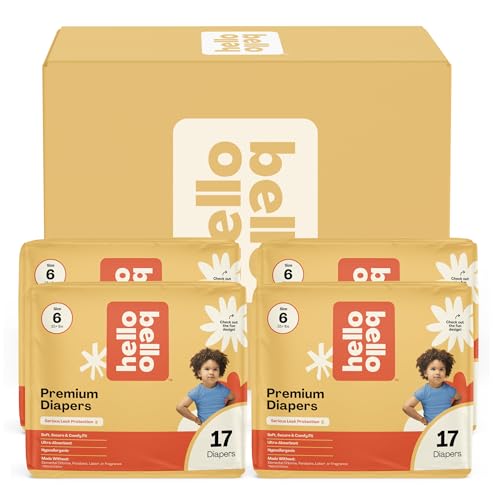 Hello Bello Diapers, Size 6 (35 lbs) Wild Cats, 68 Count Value Pack of Premium Disposable Baby Diapers, Hypoallergenic with Soft, Cloth-Like Feel by Hello Bello - Used condition - US$27.91