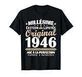 Millésime 1946 Original Cadeau d'anniversaire 80 Ans Hommes T Shirt