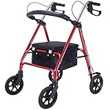 ZOCWJK Faltbarer, leichter Rollator-Rollator, Einkaufswagen für ältere Menschen, Einkaufswagen, Trolley, kann auf vier Rädern sitzen, zusammenklappbarer älterer Gehwagen voller Sterne (